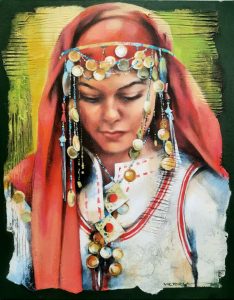 Bulgarian girl in national ethnic costume - Paining by Victoria Stoyanova