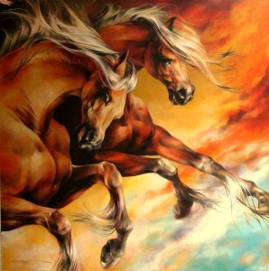 In a race with the sunset - Paining by Victoria Stoyanova