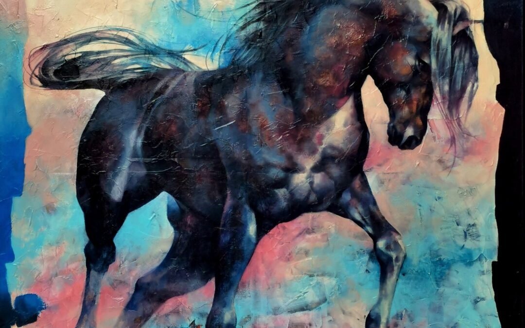 The winner, Acrylic on canvas, horse painting by Victoria Stoyanova