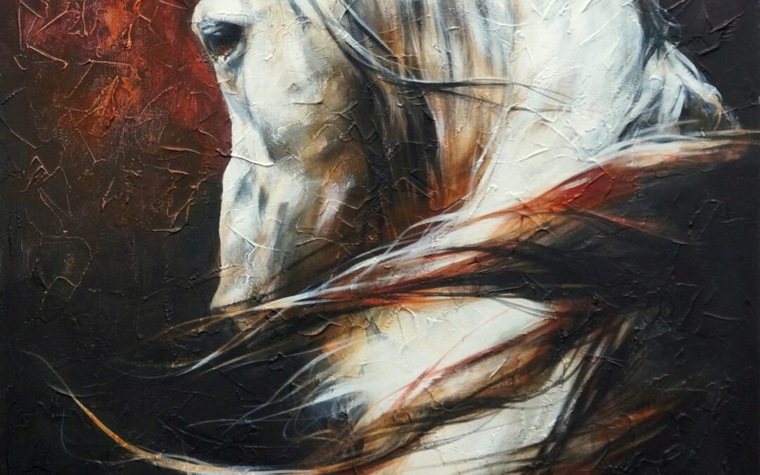 He came from dreams, Acrylic on canvas, horse painting by Victoria Stoyanova