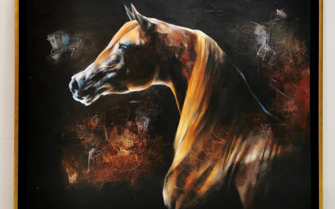 Meeting, Acrylic on canvas, horse painting by Victoria Stoyanova