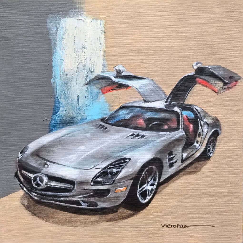 MERCEDES SLS 6.3 AMG 2012, Acrylic on canvas, by Victoria Stoyanova